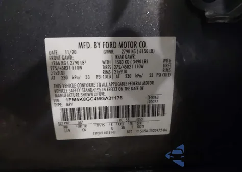 2021 Ford Explorer St z USA, uszkodzony, nr VIN 1FM5K8GC4MGA31176